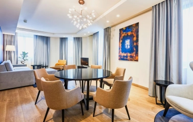 Radisson Blu - contemporary hotel room with large windows and a work desk