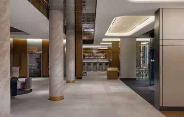 Bar area of Radisson Blu Hotel in the center of Kyiv