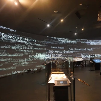Memory wall with the names of the victims at the National Museum of the Holodomor-Genocide