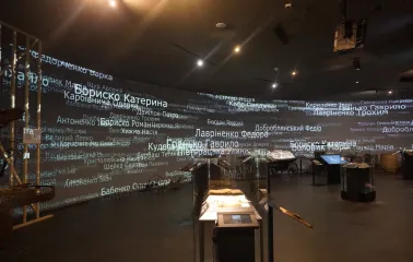 Memory wall with the names of the victims at the National Museum of the Holodomor-Genocide