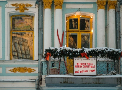 Christmas balcony of Konyk dept store in Kyiv