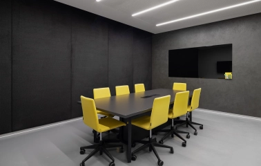 Conference room with yellow chairs at HUB 4.0 Campus in Kyiv