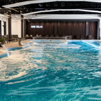 Indoor pool with hydromassage at Sobi Club spa complex