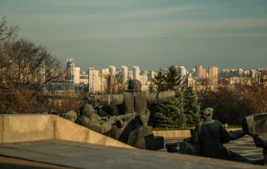 Park of Eternal Glory in Kyiv - bronze sculpture group of soldiers in battle poses