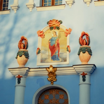 St. Michael's Cathedral in Kyiv - exterior fresco of Saint Catherine