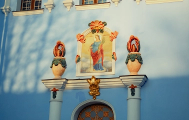 St. Michael's Cathedral in Kyiv - exterior fresco of Saint Catherine