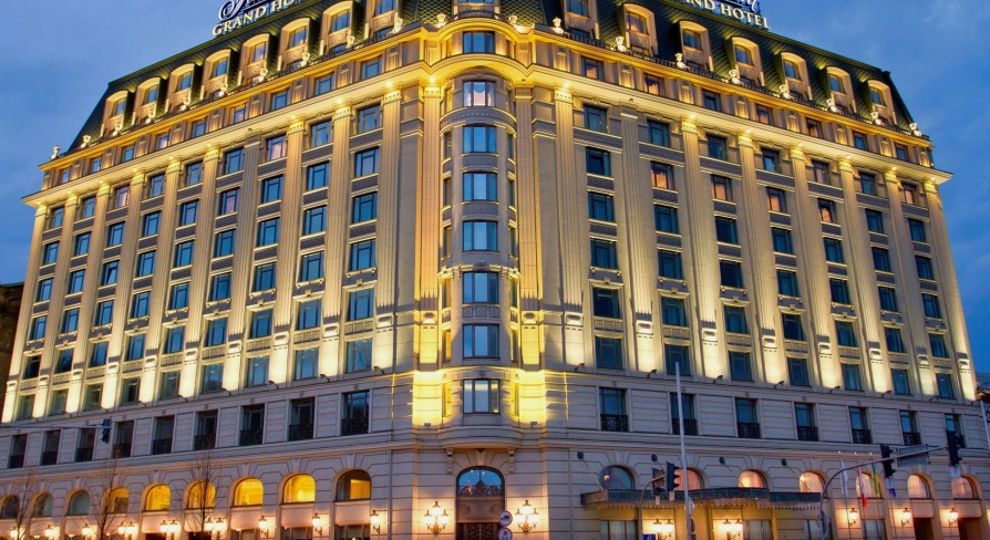 Fairmont Grand - magnificent hotel facade with many arched windows