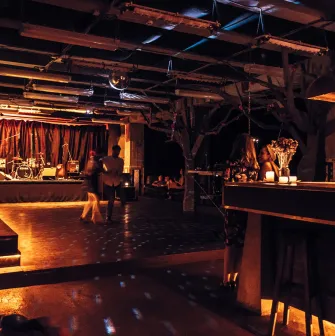 Dance floor and bar area at Closer Club in Kyiv