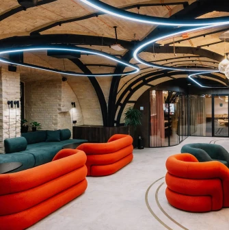 Creative States - recreation room with Lego-shaped beds for children