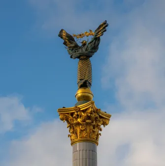Independence Monument in Kyiv- upper detail of the Berehynia statue