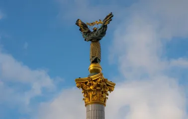 Independence Monument in Kyiv- upper detail of the Berehynia statue