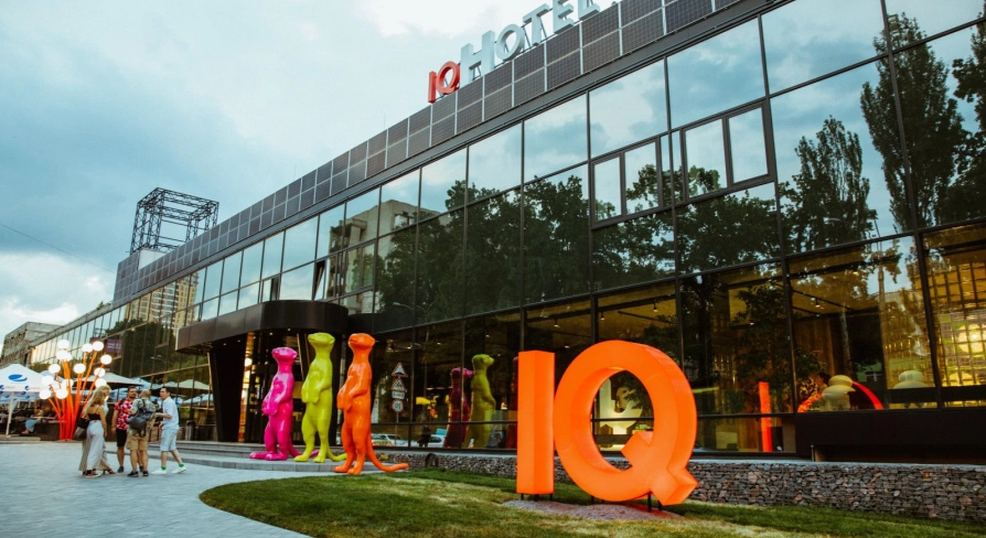 Facade of the IQ Hotel in Kyiv