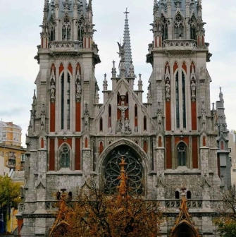 Gothic facade of the Church of St. Nicholas in Kyiv