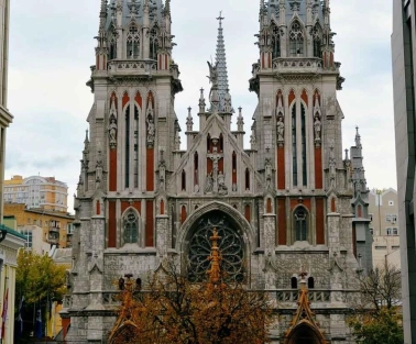 Gothic facade of the Church of St. Nicholas in Kyiv