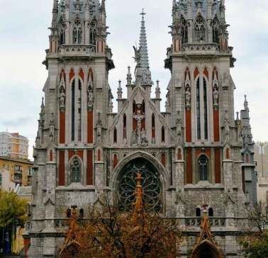Gothic facade of the Church of St. Nicholas in Kyiv