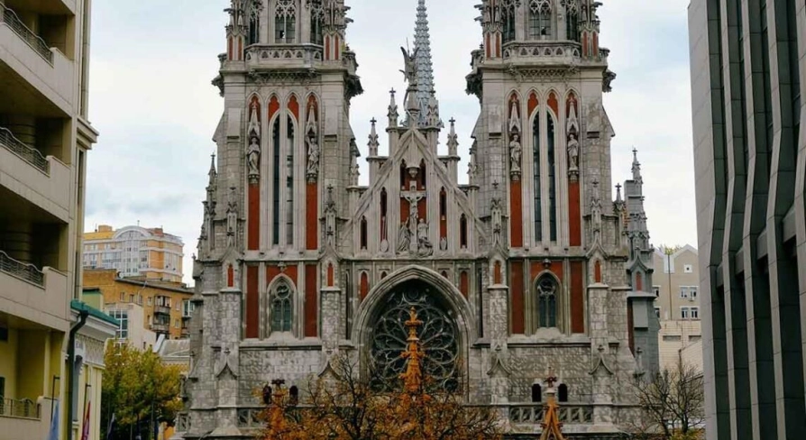 Gothic facade of the Church of St. Nicholas in Kyiv