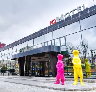 Facade of the IQ Hotel in Kyiv