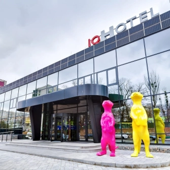 Facade of the IQ Hotel in Kyiv