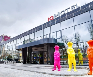 Facade of the IQ Hotel in Kyiv
