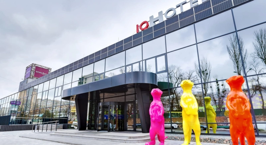 Facade of the IQ Hotel in Kyiv