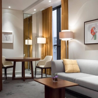 Living area in the suite of the Hilton Kyiv hotel