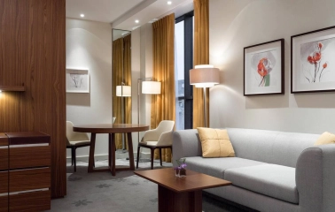 Living area in the suite of the Hilton Kyiv hotel