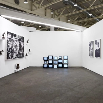 Installation with monitors at the exhibition at Voloshyn Gallery in Kyiv