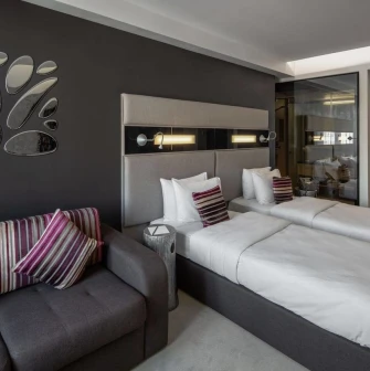 Modern room interior at 11 Mirrors Design Hotel in Kyiv