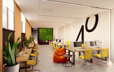 Opportunity space with yellow chairs at HUB 4.0 Campus in Kyiv