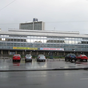 Palats Sportu in Kyiv - massive glass modernist facade