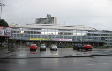 Palats Sportu in Kyiv - massive glass modernist facade
