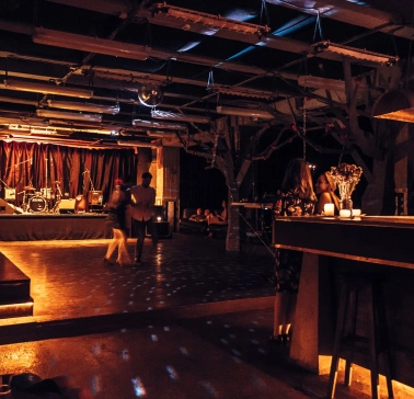 Dance floor and bar area at Closer Club in Kyiv