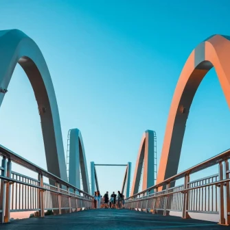 Azov Wave Bridge in Kyiv - view along the bridge