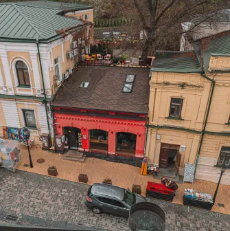 Andriyivskyi Descent in Kyiv - top view of the street and shops