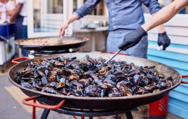 Chornomorka - close-up of a plated seafood dish with mussels