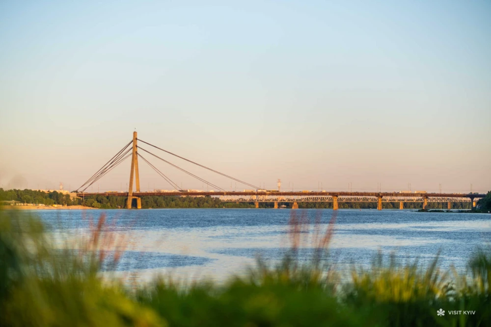 View of Trukhaniv Island and bridge