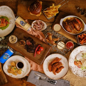 Pub Varvar bar - top-down view of a printed food menu