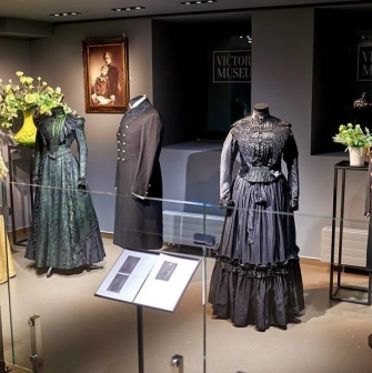 Nineteenth-century dresses at the Victoria Museum in Kyiv