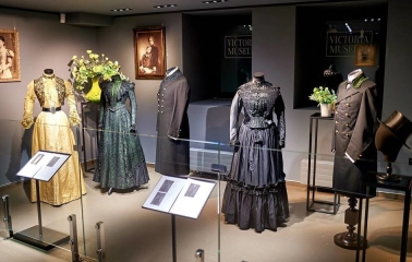 Nineteenth-century dresses at the Victoria Museum in Kyiv