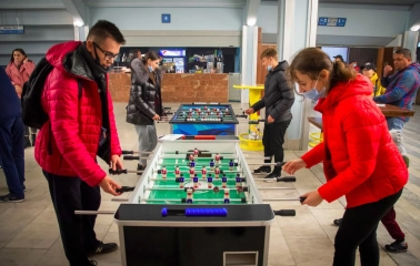 Palats Sportu in Kyiv - young people playing table football