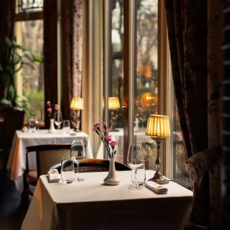 Interior of La Veranda restaurant in Kyiv