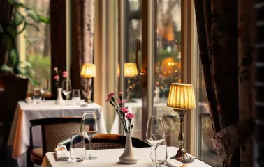 Interior of La Veranda restaurant in Kyiv