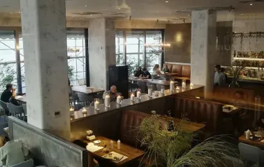 Interior of the Holy Burger restaurant in Kyiv