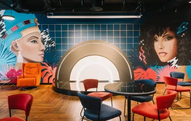 Interior of the Creative States coworking space in Kyiv with a lounge area