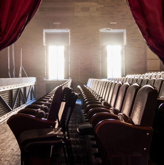 Molodyi Teatr in Kyiv - atmospheric view of empty vintage theater rows