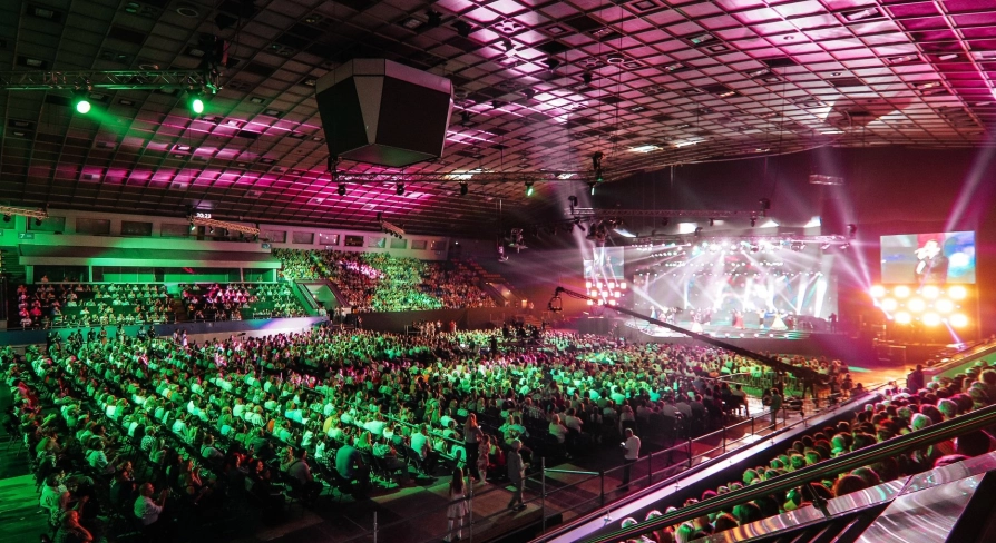 Palats Sportu in Kyiv - massive crowd filling the arena during a show