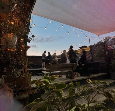 Vechirochka - outdoor terrace with string lights and guests