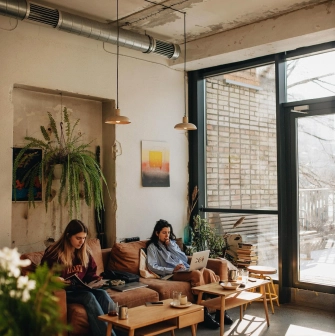 Octo Tower — coworking space with large desks and modern work lighting