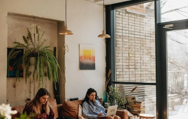 Octo Tower — coworking space with large desks and modern work lighting
