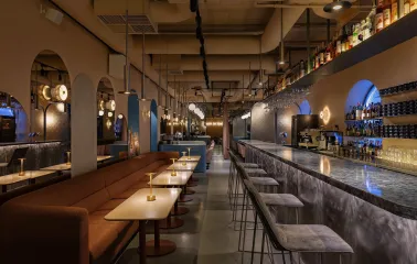 Interior of the Zmist bar in Kyiv